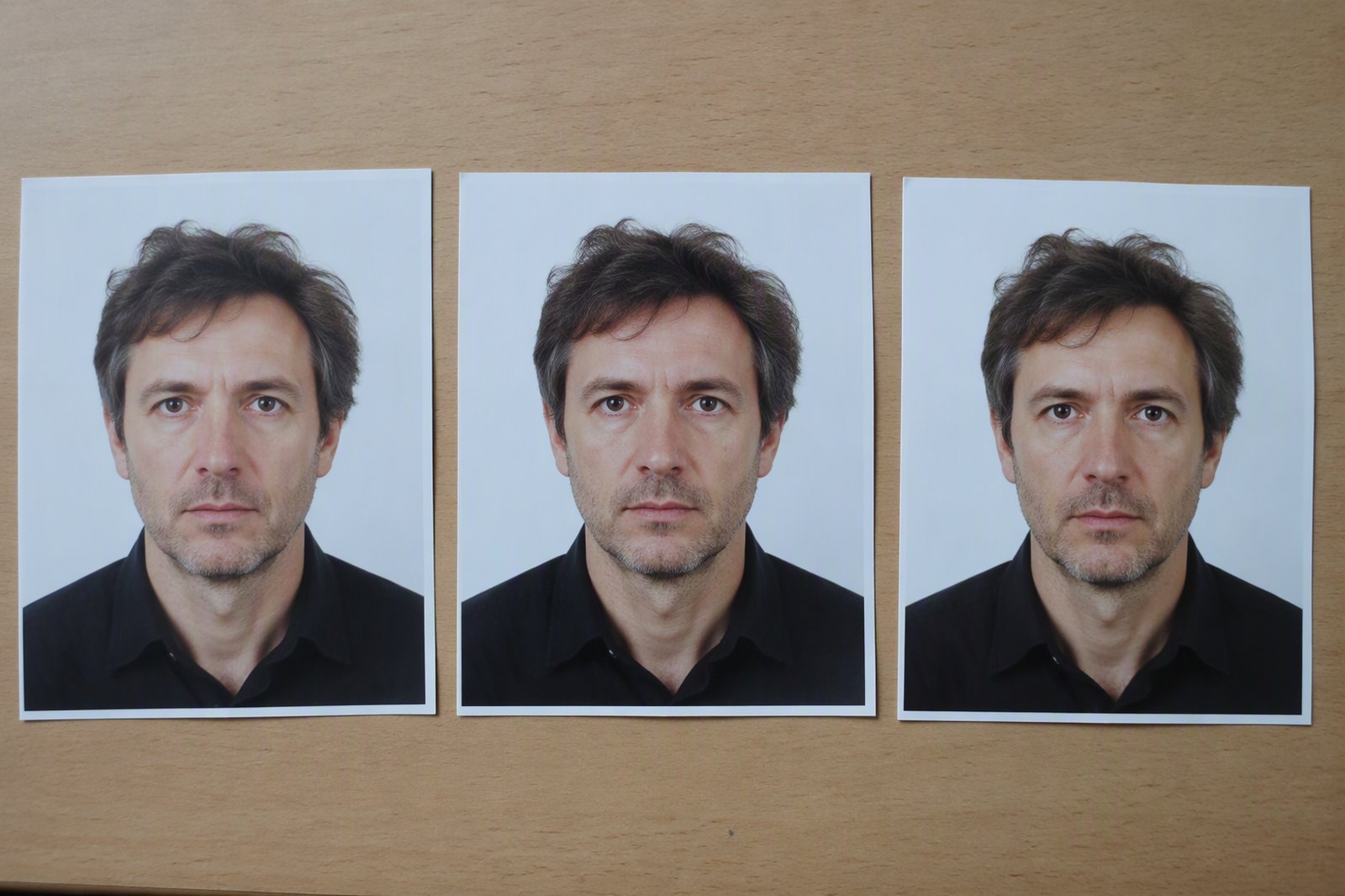 Three nearly identical printed portraits laid side by side