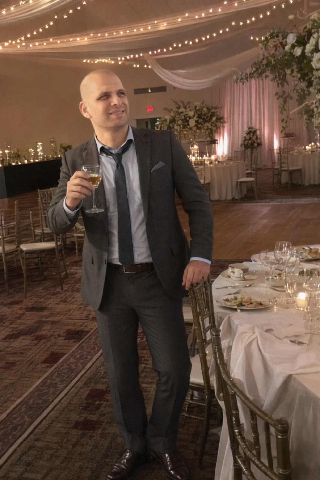 Full-length AI photo of a man in a suit at a formal evening event