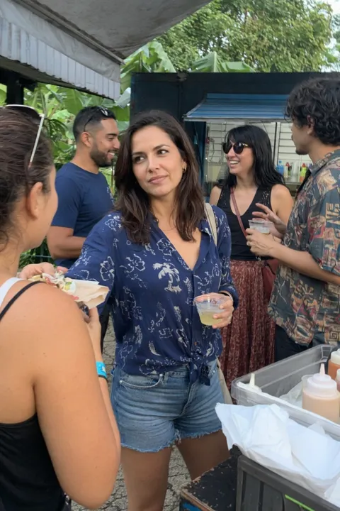 AI profile picture example: at a garden party with friends