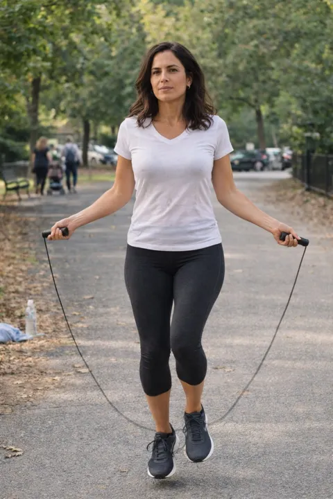 AI profile picture example: skipping rope in a park